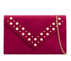 Společenská kabelka s perličkami burgundy