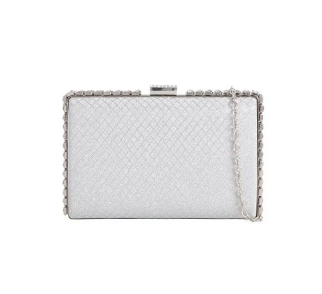 Společenská kabelka clutch stříbrná 12