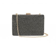 Společenská kabelka clutch s kamínky černá