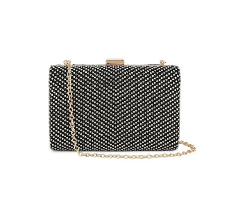 Společenská kabelka clutch s kamínky černá