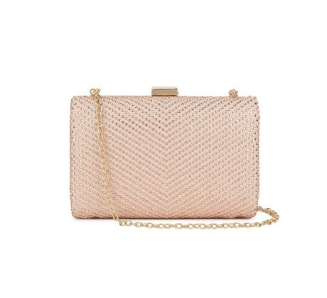 Společenská kabelka clutch s kamínky nude