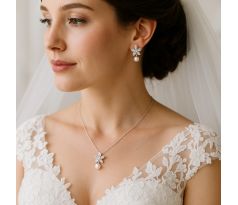 Set perličkový stříbrný - náhrdelník a náušnice 2